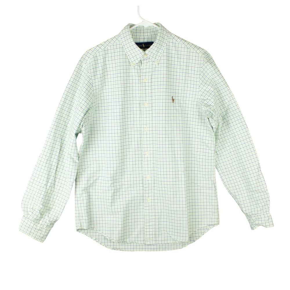 Ralph Lauren Button Down Shirt Men Size M Gingham Check Classic Fit Long Sleeve